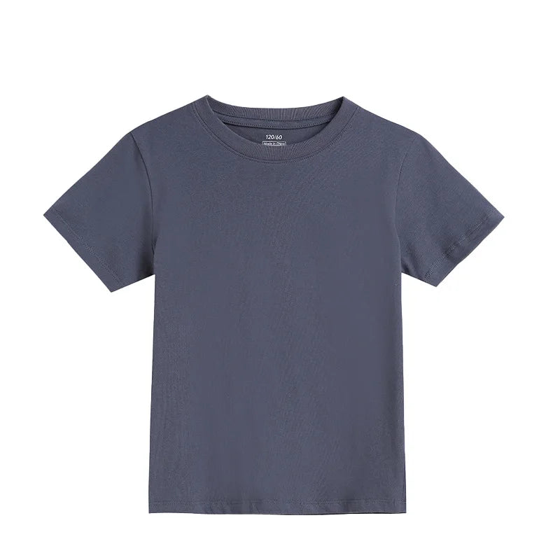 2-16 Years Summer Kids Boys Girls T-shirts Solid Cotton Breathable Teenager Short Tops Children's Tees Casual Shirt Baby Clothes