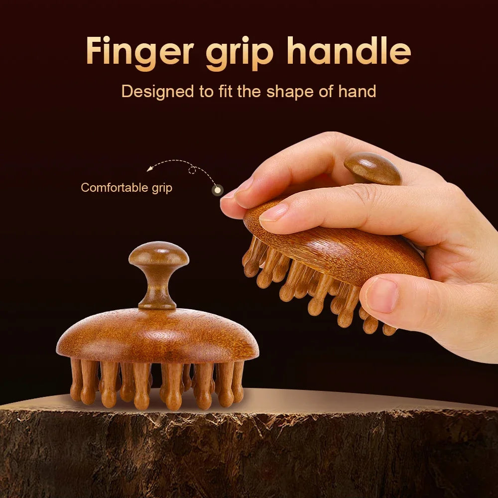 Wooden Scalp Massager Head Massager Brush Manual Scalp Scrubber Body Massage Tool for Woman Men Wet Dry Hair Brush Scalps Care