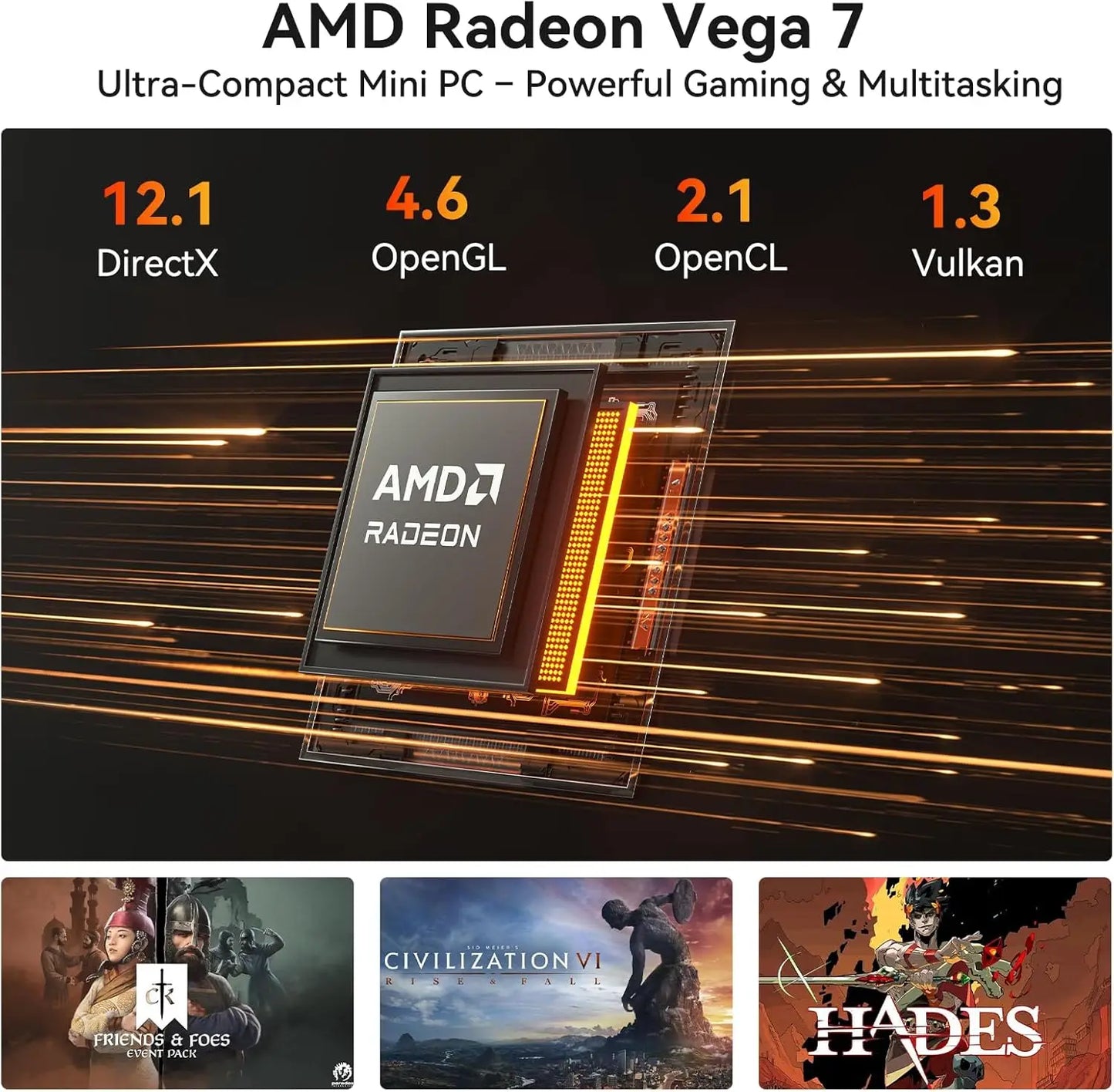 MQR7 Mini PC AMD Ryzen5 7640U Radeon 760M Graphics 8GB/16GB DDR5 512GB/1TB SSD WIFI6 Gaming Computer with USB Type-C