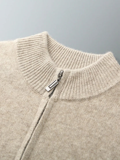 100% Merino Wool Two-piece Suit for Men Autumn Winter Knitting Zipper Cardigan and Slim-fit Pants Warm Thickened Clothing Sets