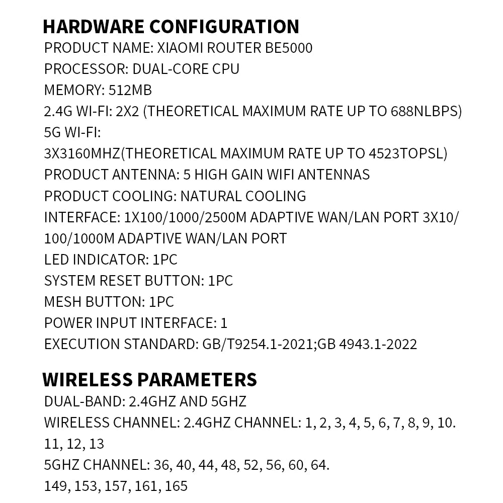 NEW XIAOMI Router BE5000 Wi-Fi 7 2.4/5GHz Dual-Frequency Mesh 2.5G High-Speed Network Port IPTV OFDMA Signal Amplifier Mi Home