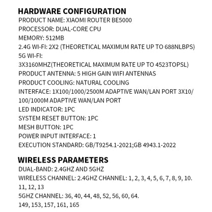 NEW XIAOMI Router BE5000 Wi-Fi 7 2.4/5GHz Dual-Frequency Mesh 2.5G High-Speed Network Port IPTV OFDMA Signal Amplifier Mi Home