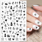 Black and White Love Flowers Line Art 3D Stickers Nail Decals Nail Art Accessories Butterfly Rose Nail Stickers Nail Sliders