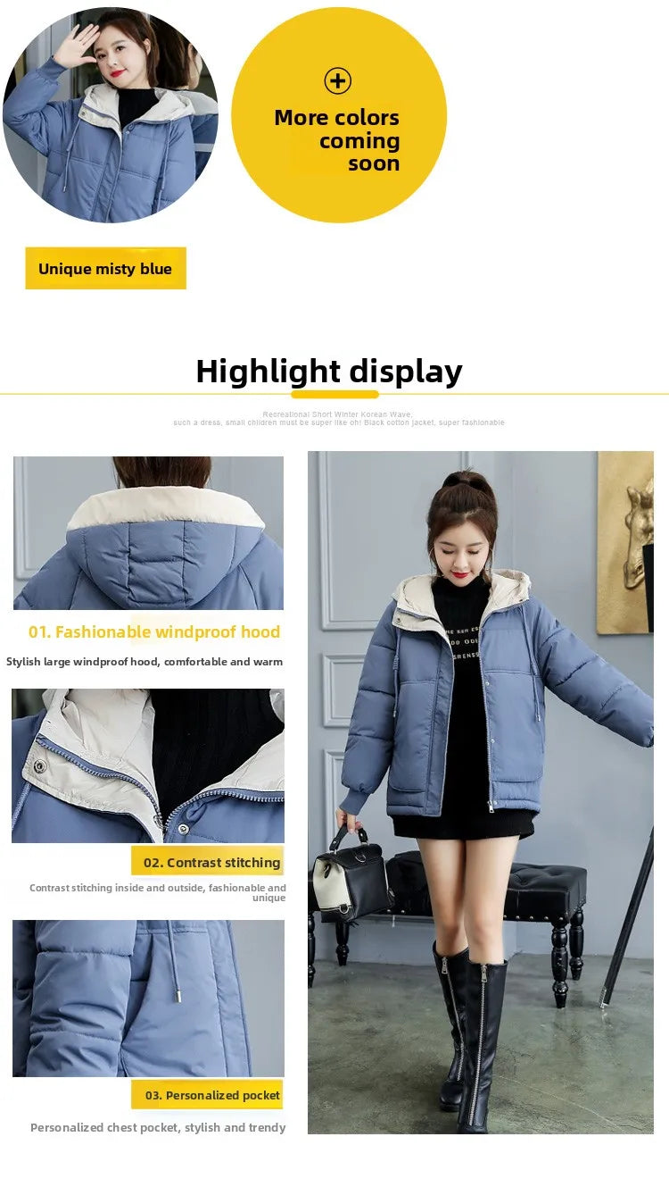 Women's Thickened Cotton Jacket Bread Style Loose Fit Short Coat Winter Outerwear Korean Version Student Friendly Zipper Closure