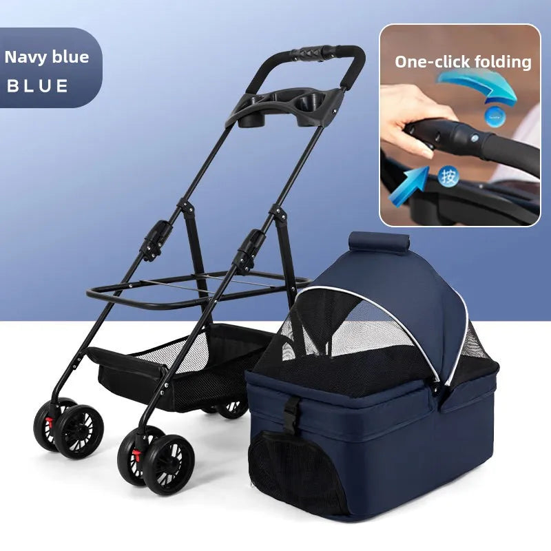 Pet cart Lightweight foldable out Pet cart Small dog cart Separable basket pet carriers and travel gear
