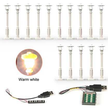 15pcs City Street Light Led (10 in 1 USB Powered) Building Block Lamp MOC Compatible with Bricks DIY 2039 11062