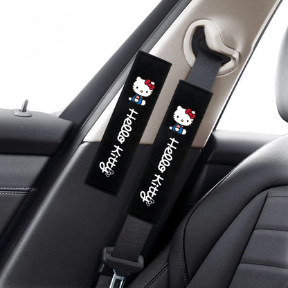 Hello Kitty Car Seat Belt Covers 2Pcs Soft Auto Seatbelt Shoulder Pads Universal Car Interior Accessories for Decoration Comfort