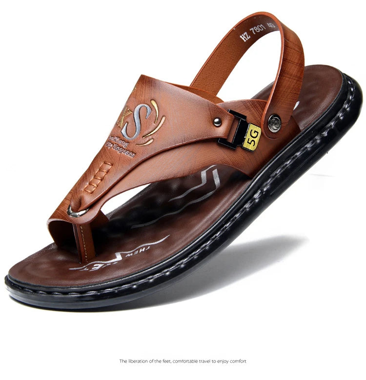 Brand Men's Sandals Summer Soft soled Anti slip Beach Shoes Male  Outdoor comfortable Men slippers Luxury High Quality sandalias