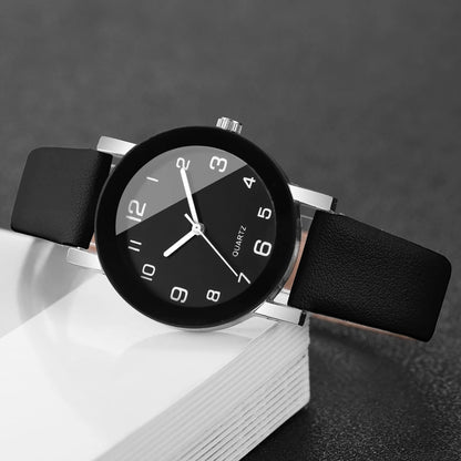 1/2PCS Fashion Couple's Watches Leather Strap Wristwatch Men Women Casual Arabic Dial Quartz Watches (Without Box)
