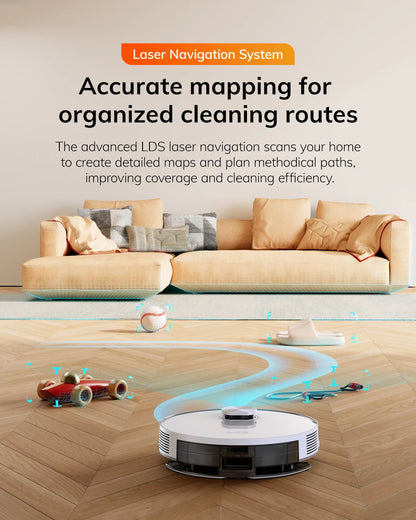 ILIFE V30 Robot Vacuum Cleaner, Laser Navigation, 10000Pa Suction, Up to 150min Runtime, APP Control, Customizable Cleaning, 2-in-1 Vacuum & Mop, No-Go Zones, Multi-Floor Mapping, Support Voice Assistance