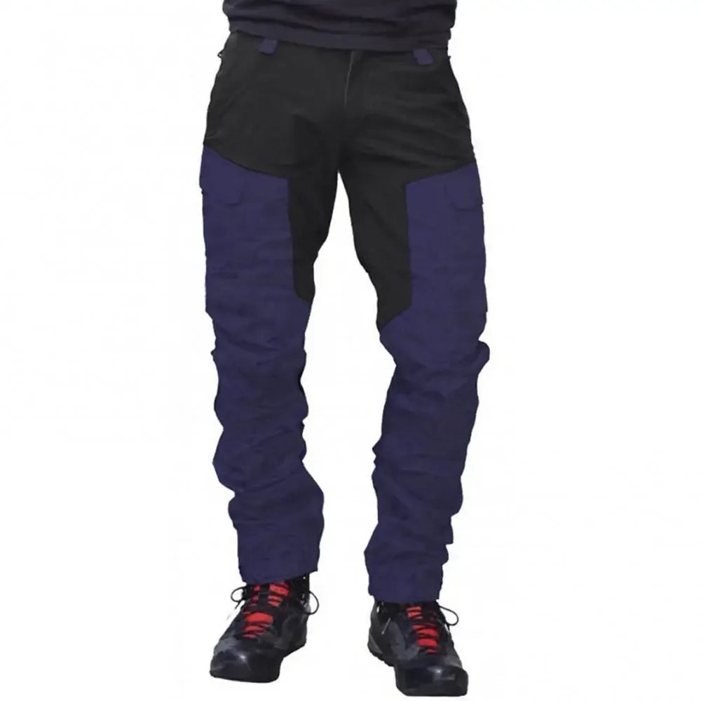 Nylon Men Cargo Pants Color Block Multi Pockets Sports Pants Work Trousers Outdoor Hiking Trekking Army Joggers Pants