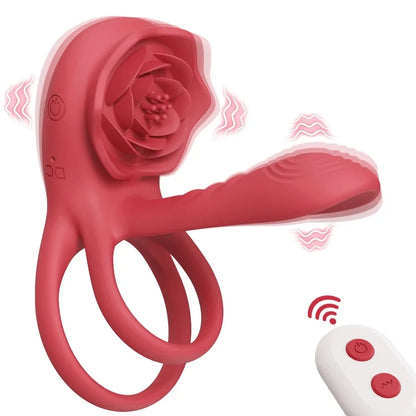 Male Penisring Delay Ejaculation Rose Lock Ring Vibrator G Spot Nipple Clitoral Stimulator for Women Sex Toys for Couple 18+