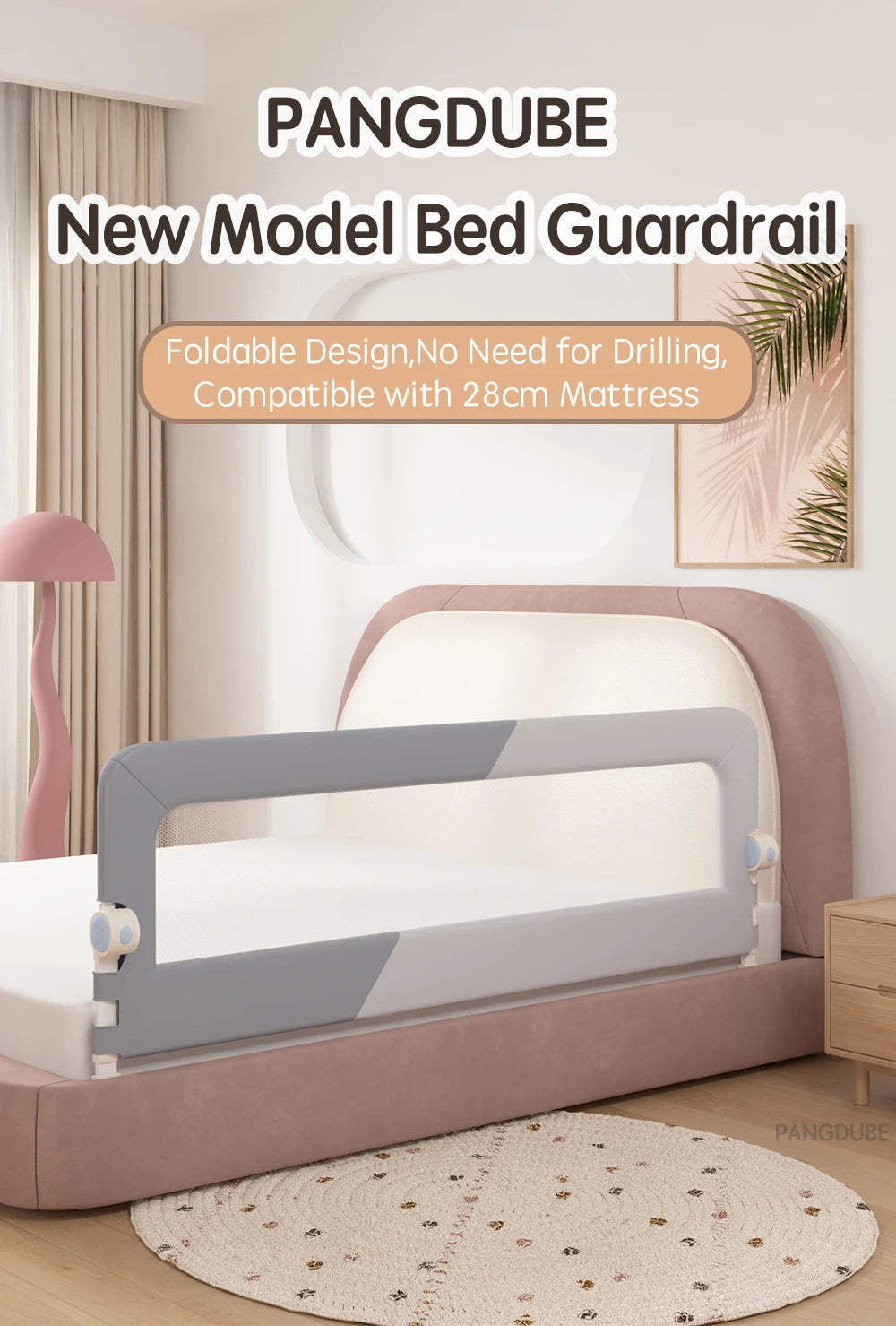 PANGDUBE 1pc Baby Bed guardrail Baby Safety Bed Barrier Children's Safety Bed Rail Guard for Kids Fall Out Protection