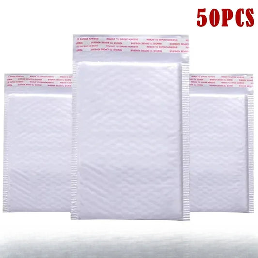50pcs Pearlescent Film Waterproof Bubble Bag Packaging Express Bag White Foam Self Seal Pack Bag ShippingbagThickened Envelope