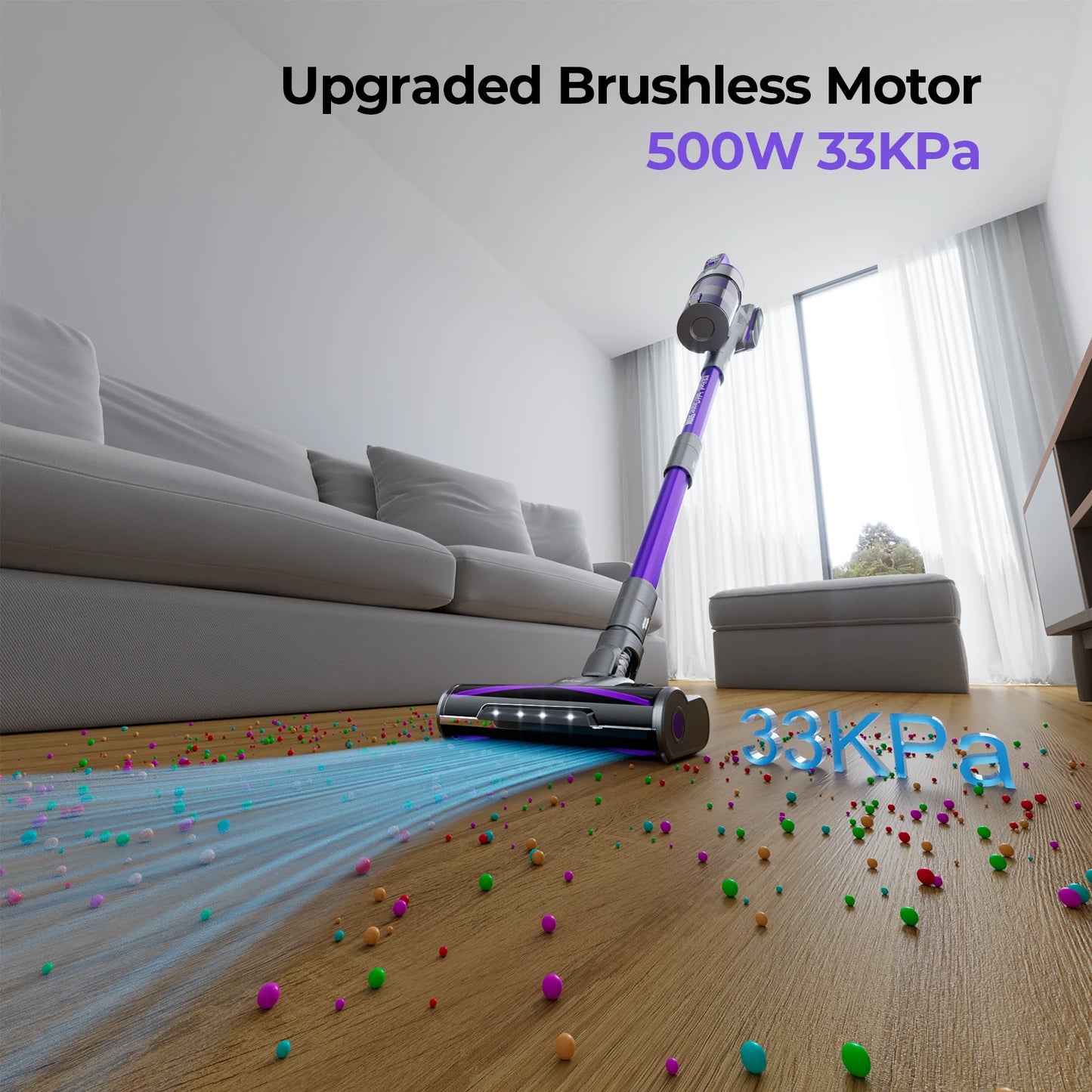 Redroad X18 500W Cordless Vacuum Cleaner 33000PA Ultra Strong Suction, Up to 65 Mins Runtime, Removable Battery 8 in 1 Handheld Stick Vacuum for Home Carpet Car