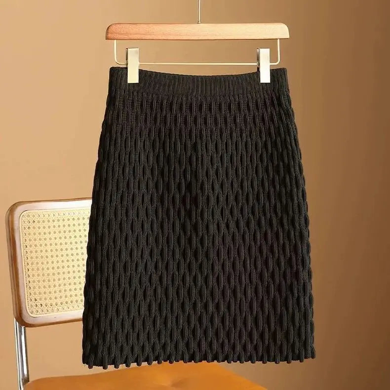Autumn and Winter New Loose and Slimming Casual Versatile Knitted Base Elegant Skirt Covering Buttocks A-line Skirt for Women
