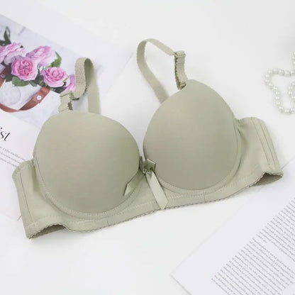 2025 New Sexy Bow Sweat Absorption Bras Solid Smooth 34/75 36/80 38/85 40/90 42/95 44/100 ABC Cup Underwear Pus Up Lingerie