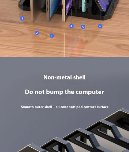 Vertical Laptop Stand Holder Adjustable Desktop Notebook Dock for Macbook iPad Phone Kindle Tablet 3In1 Storage Holder Support