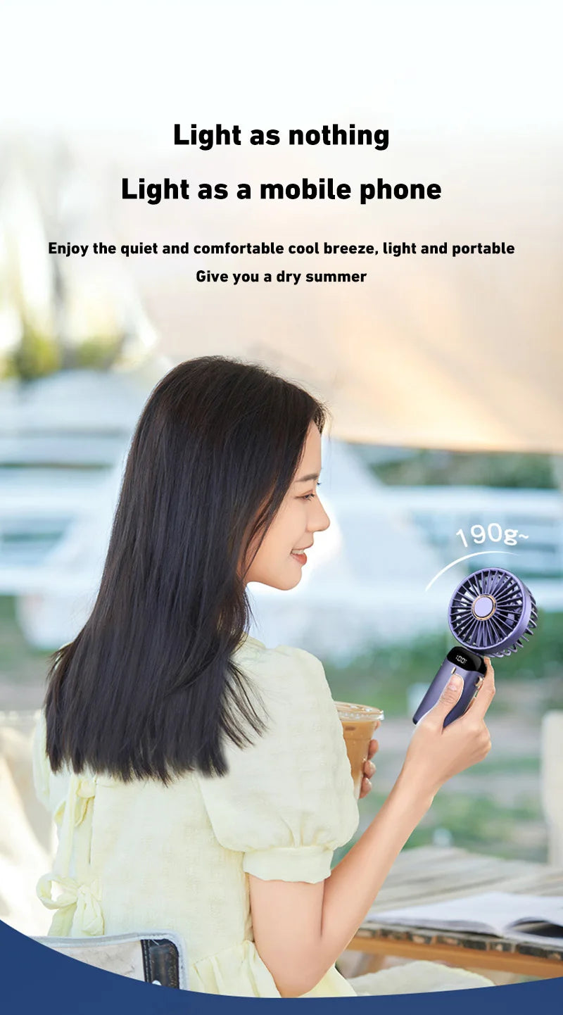 Lenovo Portable Handheld Fan Foldable Neck Hanging Fans 5 Speed USB Rechargeable Fan with Phone Stand & Display Screen 1800mAh