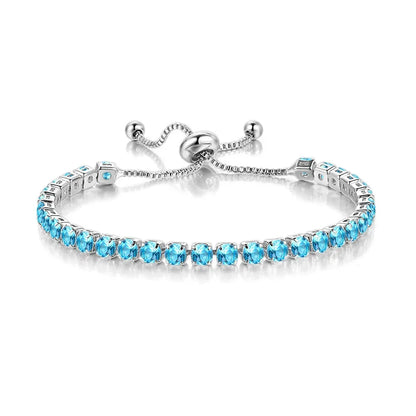 Adjustable Colorful Birthstone Tennis Bracelets for Women 4MM Crystal Bangle Female Hand Chain Trend Jewelry Accessories H133