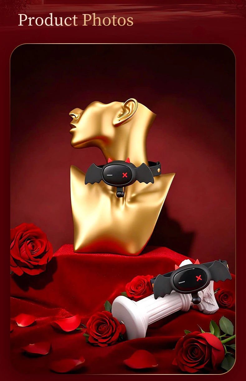 QIUI Electric Shock Collar APP Remote Control Collars Restraint BDSM Devil Shaped Necklace Adult Games Sex Toys for Men Women