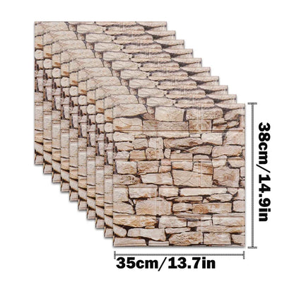 10pcs Self Adhesive Decor 3D Foam Wall Stickers Pane Room Waterproof Peel and Stick Brick Wallpaper for Interior Decoration