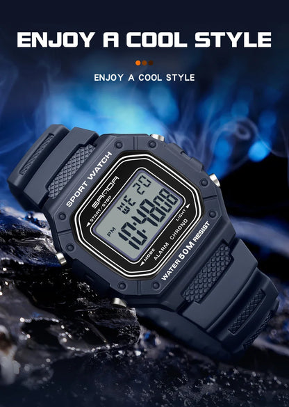 SANDA 2156 Fashion Men's Watches Waterproof Sports Watch For Man Military S-style Shock Stopwatch Shockproof Digital Wristwatch