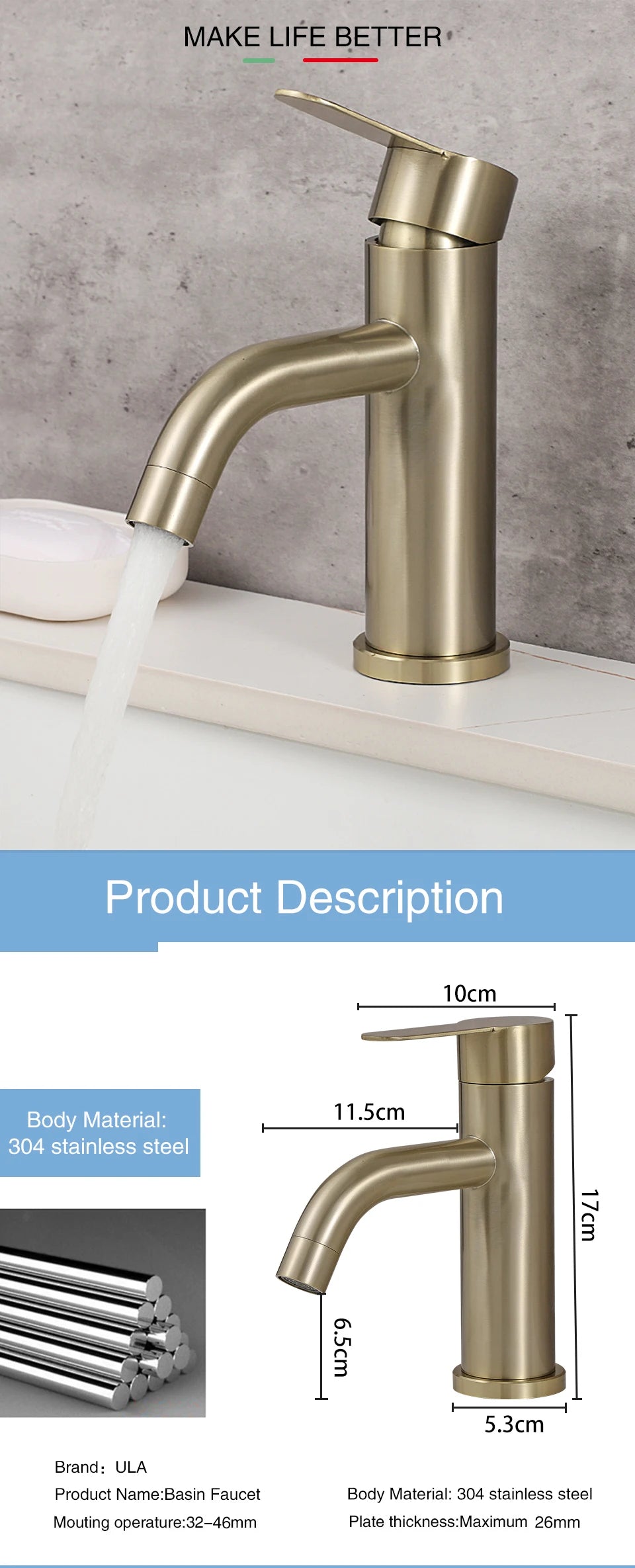 ULA G1/2 Basin Faucet Waterfall Bathroom Sink Faucet Hot Cold Water Mixer Tap Deck Mounted Bathroom Tap Crane Washbasin Tap