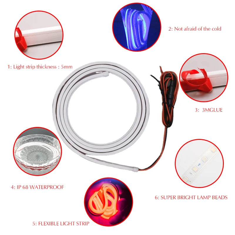 Car Flashing 1Pcs Car LED DRL Daytime Running Light For Alfa Romeo Stelvio 2017-2023 Universal Flexible Decorative Light Strip