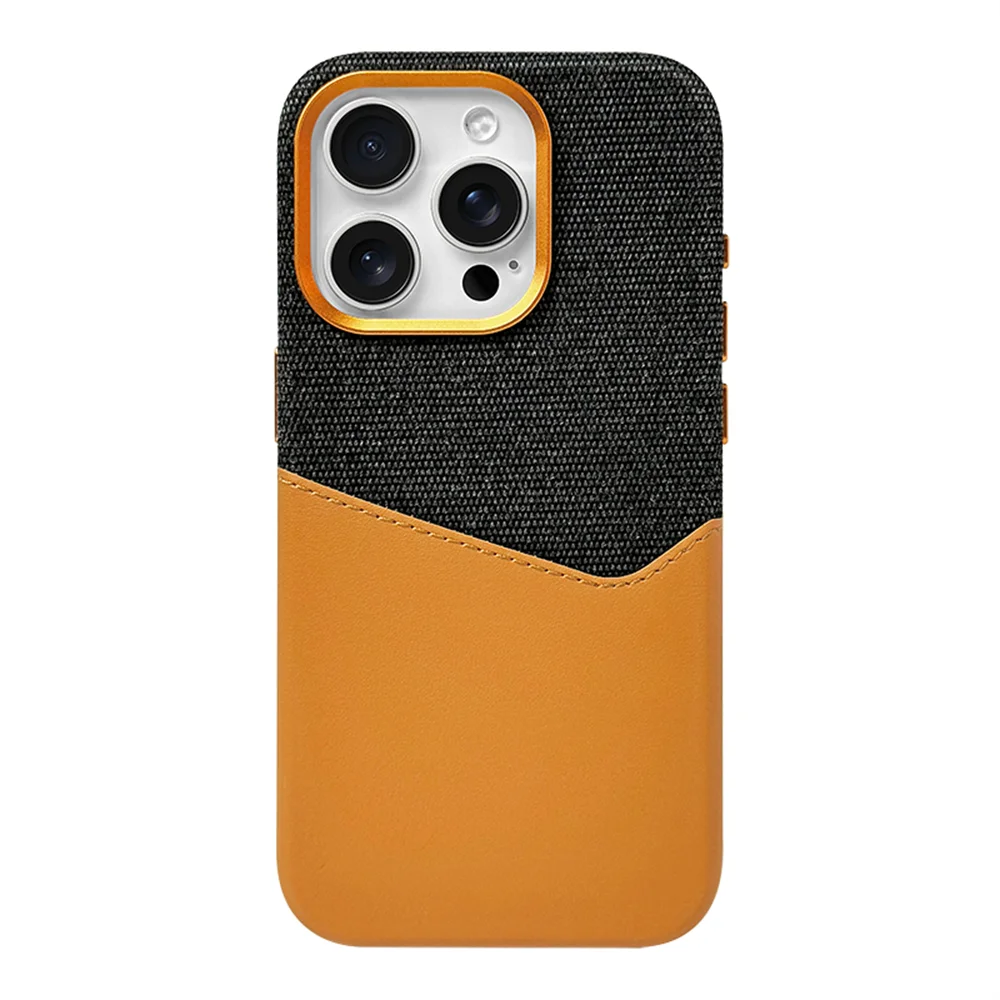 Card Holder MagSafe Leather Case For iPhone 17 Pro Max 16 15 14 Plus 13 12 Pocket Wireless Charging Alloy Lens Hit Color Cover