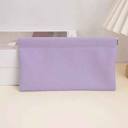 Self‑Closing Artificial Leather Long Wallet Passport Driver's License ID Holder Headphone Data Cable Storage Cash Pouch
