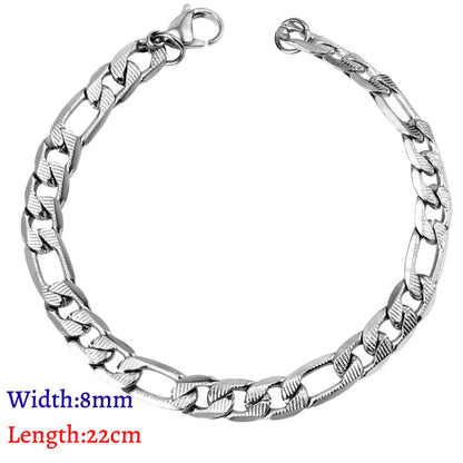 LUXUKISSKIDS Stainless Steel Couple Men/Woman Bracelets Fashion Curb Cuban Link Chains On Hand Rock Bracelet Wrist Jewelry Gifts