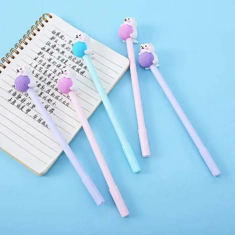 1 Pcs Lytwtw's Cute Creative Cat Gel Pen Cartoon Kawaii Stationery Office School Supplies sweet pretty lovely cartoon Handles