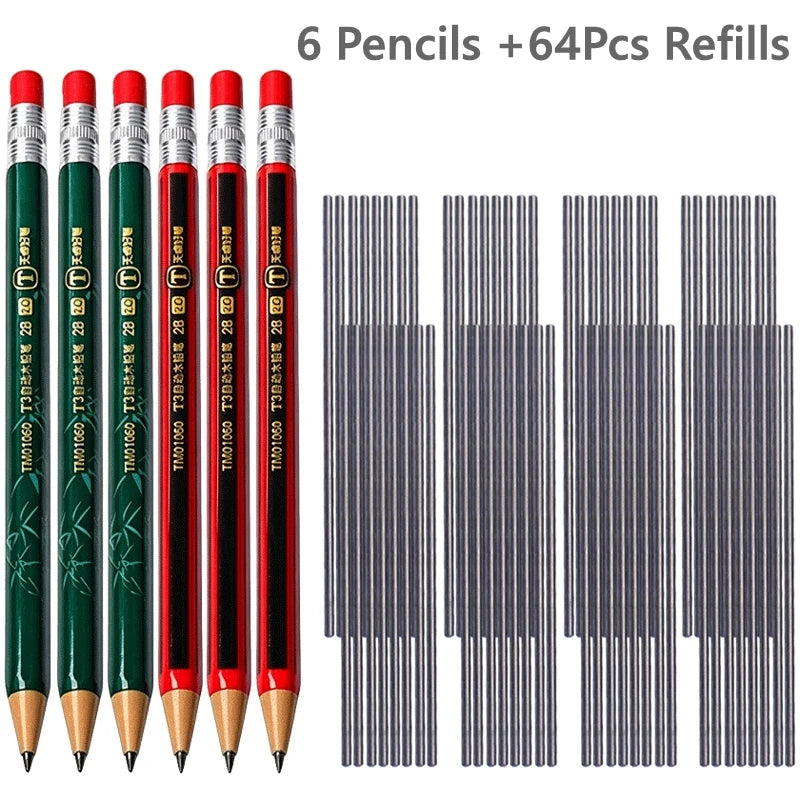 1-42Pcs Mechanical Pencils Set 2B 2.0mm Automatic Student Pencils with Sharpener Color Pencil Leads School Pens Cute Stationery