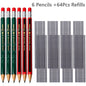 1-42Pcs Mechanical Pencils Set 2B 2.0mm Automatic Student Pencils with Sharpener Color Pencil Leads School Pens Cute Stationery