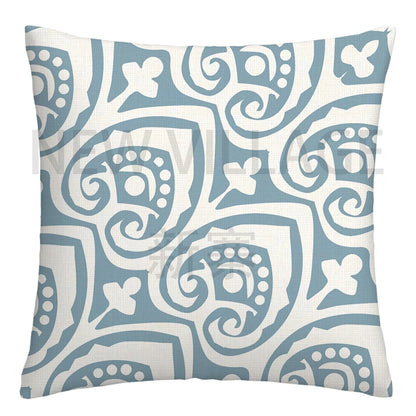 Lake blue white geometric linen pillowcase sofa cushion cover home decoration can be customized for you 40x40 45x45 50x50 60x60