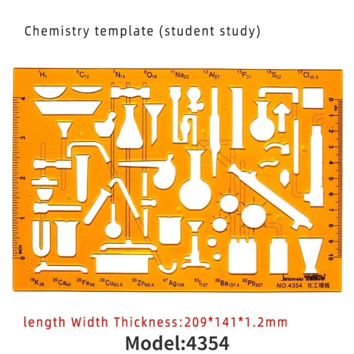 Geometric Drawing Template Set With Measuring Ruler - Yellow Transparent Plastic Tools+Bonus PE Zipper Bag - For Architecture