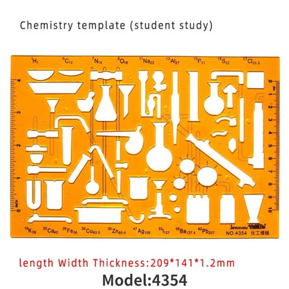 Geometric Drawing Template Set With Measuring Ruler - Yellow Transparent Plastic Tools+Bonus PE Zipper Bag - For Architecture