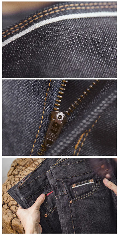 Maden Retro 11.6oz Cotton Selvedge Raw Denim Jeans Tapered Regular Fit Jeans with Zipper Fly High Quality Versatile Men's Pants