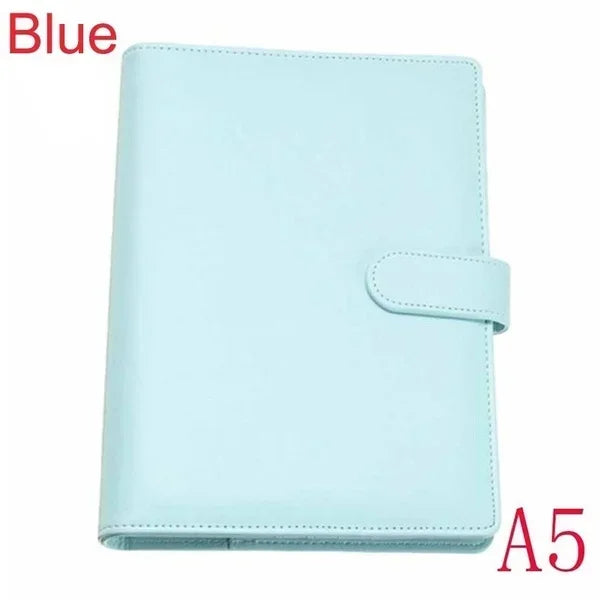 Solid Color Leather Folder Desktop Information Card Storage Notebook Folder Notepad Cover Leather Binder Study Office Supply