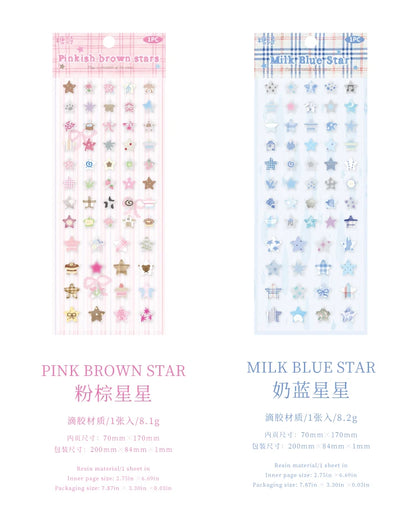 4 Designs Candy Star Series Lovely Five Point Star Theme Resin Stickers for Scrapbooking DIY Frame Collage Decoration