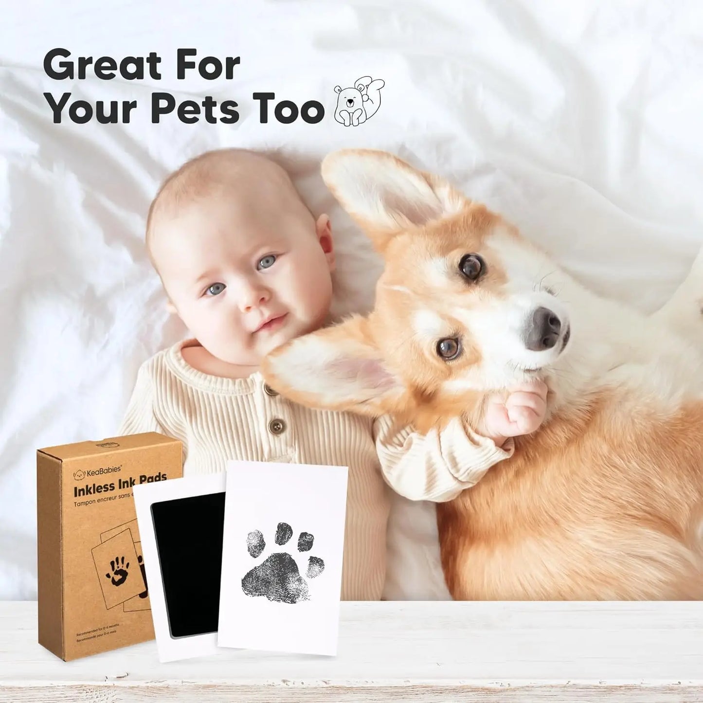 Baby Inkless Hand and Footprint Kit, Ink Pad Paw Print kit for Dogs, Dog Nose Print Kit, Dog Paw Print Kit - Baby Footprint Kit