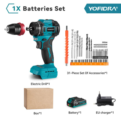 YOFIDRA 2 In 1 Brushless Electric Screwdriver Handheld Hexagonal Drill Screw Driver Home Power Tool Set For Makita Battery Pin