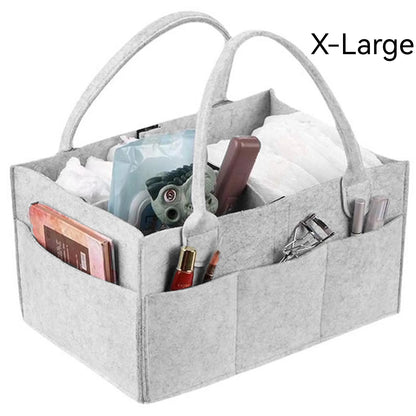 Baby Diaper Caddy Organizer for Changing Table, Nursery Storage Bin Basket with Handle, Felt Diaper Organizer Suitable for Indo