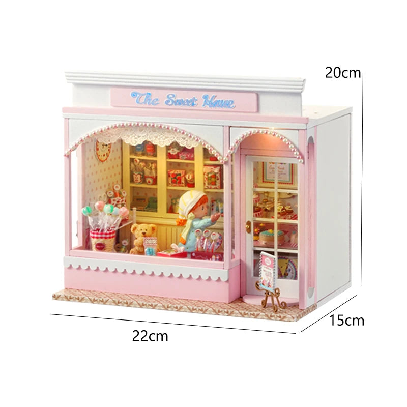 Mini Doll House DIY Small House 3D Puzzle Assembly Building Model Toys Home Bedroom Decoration With Furniture LED Lights Gifts