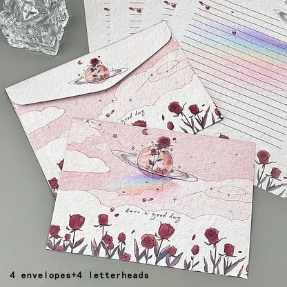 4 charming puppy and floral letter sets with envelopes - creative handwritten stationery for students, holidays, and birthdays