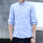 Classic Fit Cotton Full Casual Shirts for Men Solid Color Long-Sleeve Plain Shirt Single Pocket Top Soft Slim Fit Formal Clothes