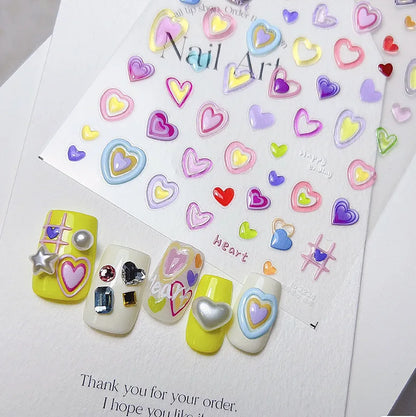 Line Flower Powder Blusher Love Heart High Quality Jelly Series Adhesive Nail Sticker Nail Art Decoration Decals Design T-2830
