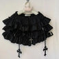 Y2k Gothic Elastic Waist Cross Short Skirt Women Sweet Hot Girl Chic High Waist Ruffle Skirts Female Design Retro Cake Skirt New