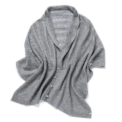 2022 Spring Autumn New Women's Knitted Shawl Cloak Multifunctional Warm Scarf Versatile Scarf Ponchos Capes Cardigan Khaki